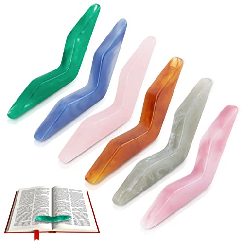 IBEQUEM 6Pcs Book Page Holders, Handmade Thumb Book Holder, Finger Book Holder for Reading, Light Weight Book Opener Tool Bookmark Reading Accessories for Teachers Book Lovers Literary Gifts