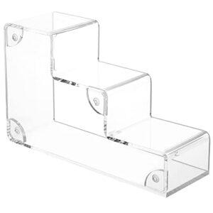 MyGift Clear Acrylic Display Wall Shelf - 3 Tier Staircase Cascading Floating Shelf Figurine and Collectible Display Case