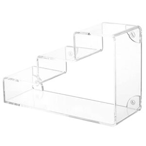 MyGift Clear Acrylic Display Wall Shelf - 3 Tier Staircase Cascading Floating Shelf Figurine and Collectible Display Case