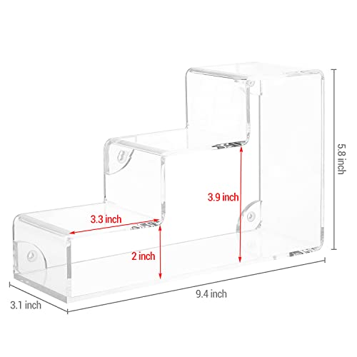 MyGift Clear Acrylic Display Wall Shelf - 3 Tier Staircase Cascading Floating Shelf Figurine and Collectible Display Case