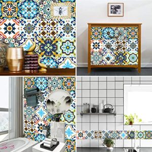 16Pcs Decorative Tile Stickers, 6x6 Inches Vinyl Self Adhesive Removable Waterproof Peel and Stick Backsplash Walls Stickers for Kitchen, Bathroom, Stairs, Cupboard