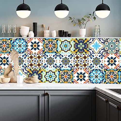 16Pcs Decorative Tile Stickers, 6x6 Inches Vinyl Self Adhesive Removable Waterproof Peel and Stick Backsplash Walls Stickers for Kitchen, Bathroom, Stairs, Cupboard