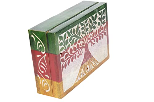 ARTISENIA Handmade Tree of Life Carving Decorative box Soapstone Jewelry Organizer Tarot Card Decks Boxes - Keepsake Storage Box | Birthday, Anniversary for Women Men| Makeup office organizer