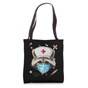 raccoon nurse rn funny er nursing school graduation tote bag