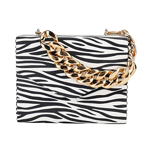 LUOZZY Women Clutch Bag Zebra Print Clutch PU Leather Shoulder Bags with Magnetic Buckle Flap Over Chain Shoulder Bags Animal Purse Strap