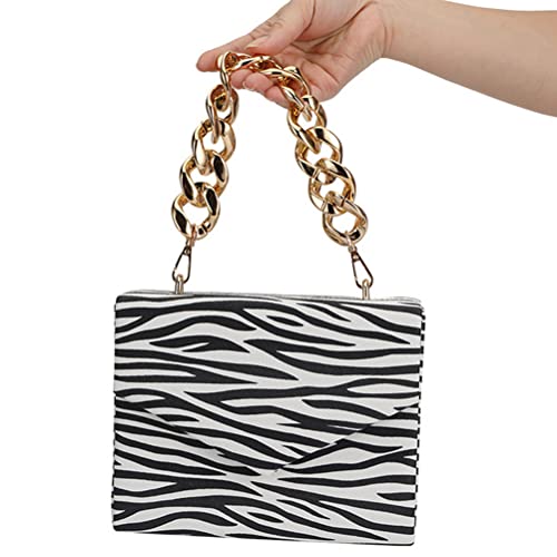 LUOZZY Women Clutch Bag Zebra Print Clutch PU Leather Shoulder Bags with Magnetic Buckle Flap Over Chain Shoulder Bags Animal Purse Strap