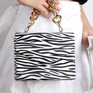 LUOZZY Women Clutch Bag Zebra Print Clutch PU Leather Shoulder Bags with Magnetic Buckle Flap Over Chain Shoulder Bags Animal Purse Strap