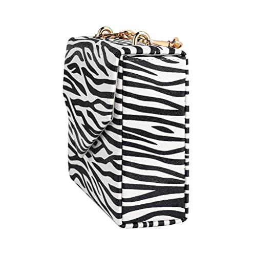 LUOZZY Women Clutch Bag Zebra Print Clutch PU Leather Shoulder Bags with Magnetic Buckle Flap Over Chain Shoulder Bags Animal Purse Strap