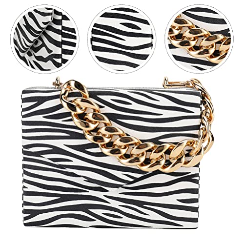 LUOZZY Women Clutch Bag Zebra Print Clutch PU Leather Shoulder Bags with Magnetic Buckle Flap Over Chain Shoulder Bags Animal Purse Strap