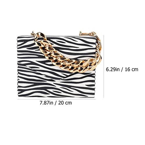 LUOZZY Women Clutch Bag Zebra Print Clutch PU Leather Shoulder Bags with Magnetic Buckle Flap Over Chain Shoulder Bags Animal Purse Strap