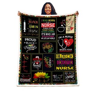 nurse gifts nurse christmas birthday gifts throw blanket, retirement gifts,rn gifts for black nurses,nurse gifts for women,school nurse gifts,soft fluffy sherpa warm throw blankets for bed office