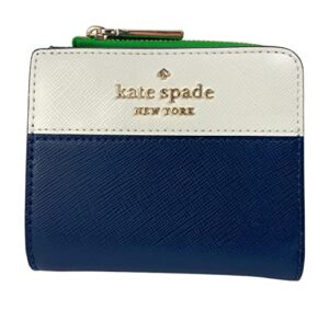 kate spade new york staci colorblock small l-zip bifold wallet in verona green multi