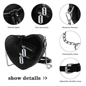 Oweisong Women Red Heart Purse Cute Black Heart Shaped Crossbody Bag Mini Ladies Chain Clutch Shoulder Handbags