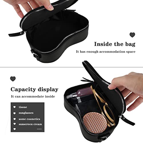 Oweisong Women Red Heart Purse Cute Black Heart Shaped Crossbody Bag Mini Ladies Chain Clutch Shoulder Handbags