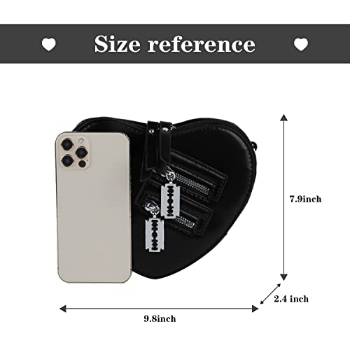 Oweisong Women Red Heart Purse Cute Black Heart Shaped Crossbody Bag Mini Ladies Chain Clutch Shoulder Handbags