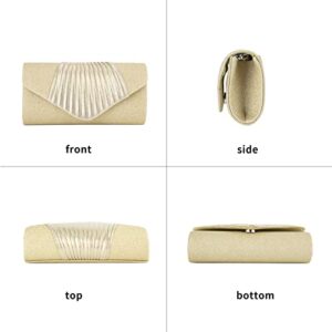 POPIDEO Clutch Purse for Women with Detachable Chain Evening Clutch Bag,Shoulder Bag with Chain Gold