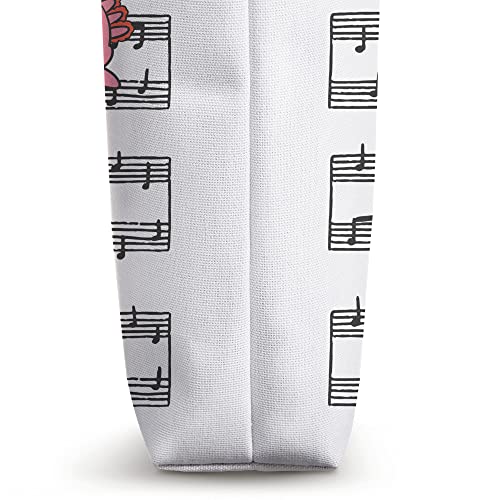 Cute Axolotl Plays With Music Notes On Music Sheet Tote Bag