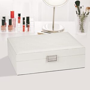 Jewelry Organizer Box for Girls Women Travel Jewelry Case Double Layer Large Jewelry Storage Box Travel Jewelry Box with Gift Box/white