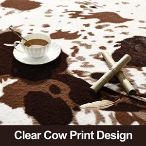 Acapet Cow Print Area Rugs Cowhide Rugs 4.6ft x5.2ft for Living Room Bedroom Western Decor, Cute Fluffy Cowhide Carpet Faux Fur Rug, Soft Fuzzy Rug for Home, Brown and White,(140 * 158cm)