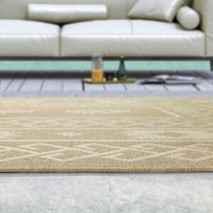 Antep Rugs Patio 8x10 Outdoor/Indoor Southwest Aztec Native Area Rug (Beige, 7'10" x 10')