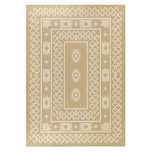 Antep Rugs Patio 8x10 Outdoor/Indoor Southwest Aztec Native Area Rug (Beige, 7'10" x 10')