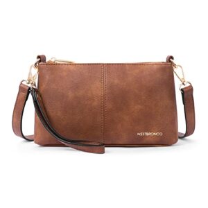 westbronco small crossbody bag for women vegan leather wallet purses satchel shoulder bags wristlet clutch handbags brown