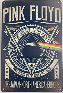 tin sign bar plaque | metal wall decor poster | pink floyd the dark side of the moon 8 x 12 in. | classic decorative sign for home kitchen bar room garage studio | rock music blue