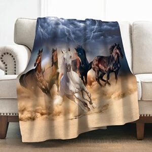 levens galloping horse blanket gifts for women girls men, cowgirl cowboy western decoration for home bedroom living room chair office, super soft cozy lightweight throw blankets 50″x60″