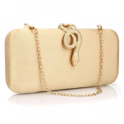 Gets Evening Bag Gold Small Clutch Purses for Women Wedding Women's Evening Handbags Formal Crossbody Evening Clutch with Snake Switch