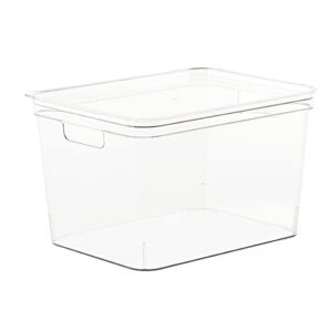 angoily plastic storage bin tote organizing container with lid fridge storage bin stackable storage bins for office entryway closet cabinet bedroom