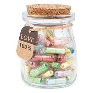 xhdai capsule letters message in a bottle glass，capsule message pills/love letter/cute gifts ideas for boyfriend/girlfriend. (transparent 60pcs)