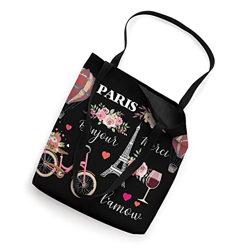 Paris Bonjour Merci Eiffel Tower French Love Sign Tote Bag