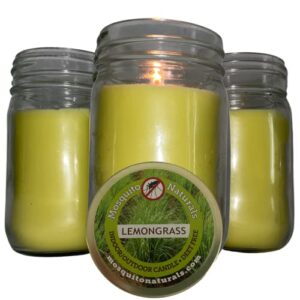 mosquito naturals lemongrass candles with essential oils – made in usa – (set of 3) for patio, deck, outdoor or indoor use – all natural, soy base candles, 9 oz jars with lid