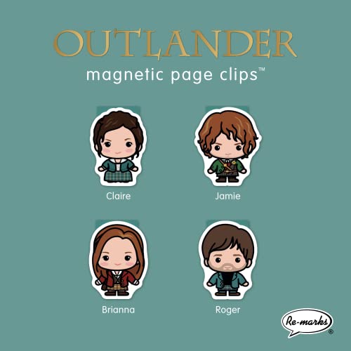 Re-marks “Outlander” Bookmark Characters, Magnetic Bookmarkers, 2 Sets of 4 Page Clips, 8 Clips Total