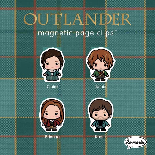 Re-marks “Outlander” Bookmark Characters, Magnetic Bookmarkers, 2 Sets of 4 Page Clips, 8 Clips Total