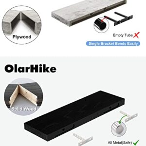 OlarHike Floating Shelves,Black Wall Mounted Solid Wood Books/Cat/Storage/Fake Plant Shelves,Wall Shelves for Home Room Bedroom Decor,Shelf for Bathroom Living Room Kitchen,16inch