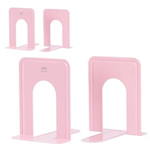 book ends bookends for shelves heavy duty non-skid bookend metal book stopper to hold books/movies/cds/video games pink 4.6 x 5.7 x 5.9 in 2 pair/ 4piece