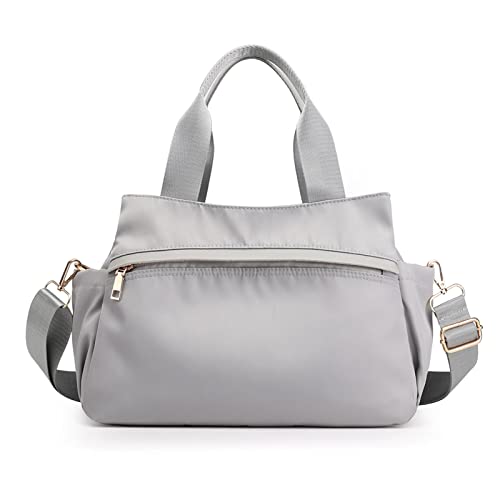 CORIOS Women Shoulder Bag Crossbody Bag Nylon Handbag Casual Messenger Bag Waterproof Top Handle Bag Multi Pocket Hobo Bag Tote Purse for Shopping Work Party Travel School Daily Use Grey