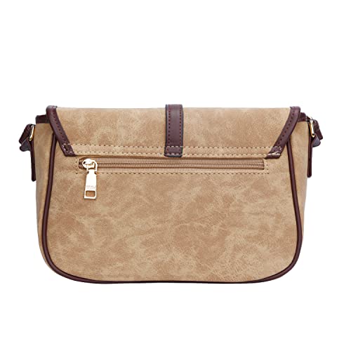 KKXIU Vintage Crossbody Bag for Women and Teen Girls Vegan Leather Shoulder Purse (Khaki)