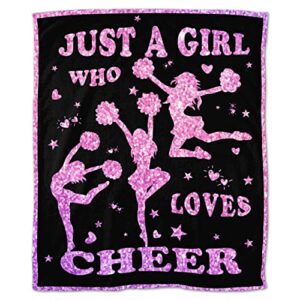 just a girl who loves cheer throw blanket 50″x40″ soft flannel blankets for bed couch plush cozy blanket for adults kids micro fleece throws