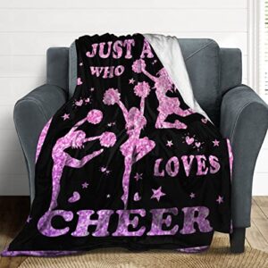 Just A Girl Who Loves Cheer Throw Blanket 50"X40" Soft Flannel Blankets for Bed Couch Plush Cozy Blanket for Adults Kids Micro Fleece Throws