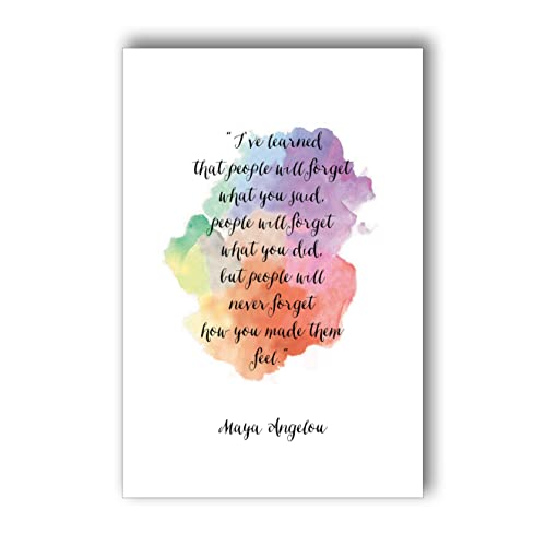 Jinniee I've Learned That People Will Forget What You Said Maya Angelous Quotes Wall Art Inspirational Quote Print for Your Home Livingroom