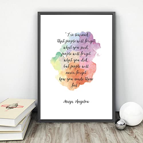 Jinniee I've Learned That People Will Forget What You Said Maya Angelous Quotes Wall Art Inspirational Quote Print for Your Home Livingroom