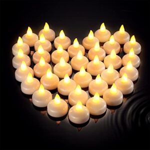 72 pieces led flameless floating candles waterproof floating flickering tealight candles battery operated votive tealights for wedding centerpiece christmas valentine’s day party decor (warm white)