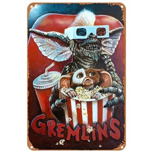 gremlins poster horror movie decor retro metal tins vintage tin signs man cave sign for bar pub home cafes wall decor 8×12 inch
