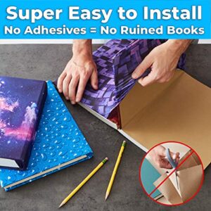 Easy Apply, Reusable Book Covers 3 Pk. Best Jumbo 9x11 Textbook Jackets for Back to School. Stretchable to Fit Most Large Hardcover Books. Perfect Fun, Washable Designs for Girls, Boys, Kids and Teens