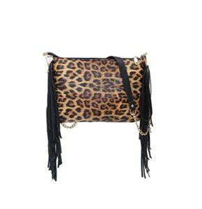 leopard print purse fringe clutch tassel cheetah women wristlet crossbody envelope evening chain bag