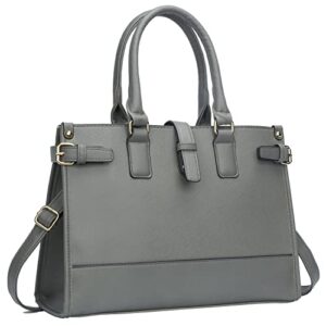 kkxiu elegant women handbag satchel purses vegan leather top handle shoulder tote work bag (grey)
