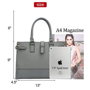 KKXIU Elegant Women Handbag Satchel Purses Vegan Leather Top Handle Shoulder Tote Work Bag (Grey)