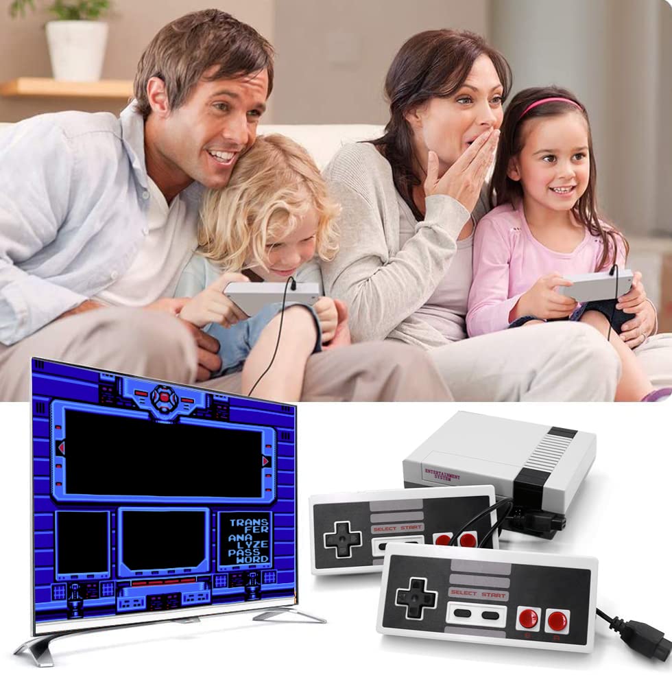 Classic Retro Game Console, Plug and Play 8-bit Video Game Entertainment System Built-in 620 Games with 2 Classic Controllers